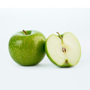 manzana verde cortada por la mitad