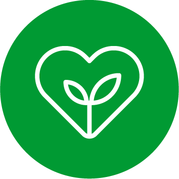 icono de un corazón con una planta dentro